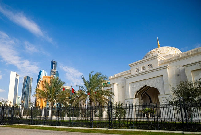 Modern Architecture and Mosque in Abu Dhabi